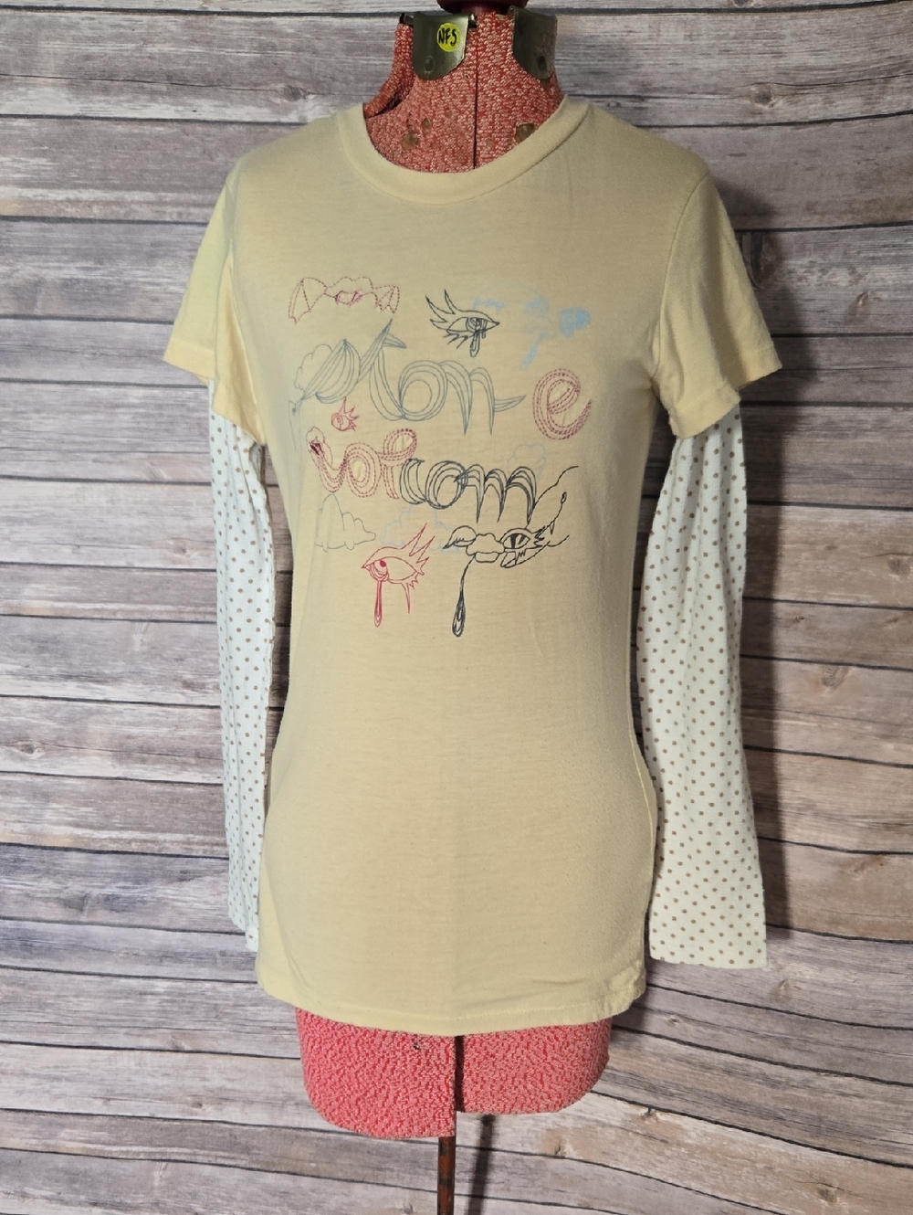 Volcom Cream Layered-Look Long Sleeve Graphic Tee